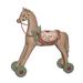 The Holiday Aisle® Resin 22.5 in. Tan Christmas Retro Wheeled Horse Decor Resin | 14 H x 12.75 W x 14 D in | Wayfair