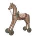 The Holiday Aisle® Resin 22.5 in. Tan Christmas Retro Wheeled Horse Decor Resin | 22.5 H x 19.75 W x 22.5 D in | Wayfair