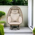 Dakota Fields Coralynne Swivel Wicker Outdoor Rocker & Glider Lounge Chair in Brown | 58.6 H x 38.6 W x 31.5 D in | Wayfair