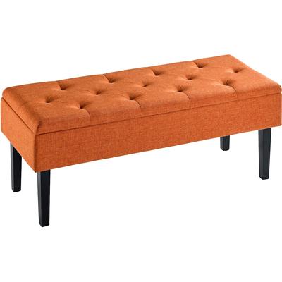 Bank, orange, B:109cm H:43cm T:43cm, Holz, Kunststoff, Polyester, Sitzbänke Image