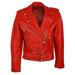 Ladies Women Black Red White Classic Biker Motorcycle Motorbike Hide Leather Jacket