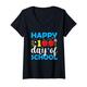 Damen Happy 100th Day Of School For Kids Boys 100 Days Of School T-Shirt mit V-Ausschnitt