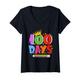 Damen 100 Days Of School For 100th Day of School Kids Girls Boys T-Shirt mit V-Ausschnitt