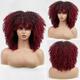 Red Curly Wigs for Black Women Red Kinky Curly Wig with Bangs 14 Inch Synthetic Afro Curly Wig for Daily Use