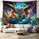 Fantasy Nebula Owl Hanging Tapestry Wall Art Large Tapestry Mural Decor Photograph Backdrop Blanket Curtain Home Bedroom Living Room Decoration