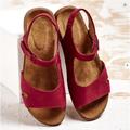 Women's Sandals Slip-on Sneakers Outdoor Office Daily Flat Heel Open Toe Casual Comfort Faux Suede Ankle Strap Dark Red Brown Gray