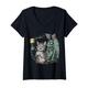 Damen Schreckliche Katze macht Selfie Zombie-Osterhasenhemd Halloween T-Shirt mit V-Ausschnitt