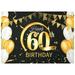 Large Happy Birthday Banner Black Gold Birthday Party Background Decoration 80 x 120CM Birthday Banner Sign Poster Anniversary Decoration Supplies for 30th 40th 50th 60th