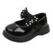 Uuszgmr Girls Sandals Solid Color Children Shoes Pearl Bow Tie Princess Shoes Dance Shoes Black Size:12-15 Months