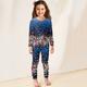 Girls' 3D Floral Pajama Set Long Sleeve 3D Print Fall Winter Active Fashion Cute Polyester Kids 3-12 Years Crew Neck Home Causal Indoor Regular Fit