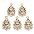 5pc Brass Micro Pave Cubic Zirconia Chandelier Component Links Long-Lasting Plated Light Gold Clear 18.5x10.5x3mm Hole: 1.2mm