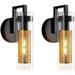 Wall Sconces Set of Two Black and Brass Gold Sconces Wall Decor Set of 2 Modern Wall Light Fixtures Metal Sconces Wall Lighting with Clear Glass Shade Farmhouse Wall Lamp for Mirror Living Room