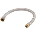 SharkBite 1/2 Inch x 3/4 Inch FIP x 24 Inch Stainless Steel Braided Flexible Water Heater Connector Push to Connect Brass Plumbing Fitting PEX Pipe Copper CPVC PE-RT HDPE U3068FLEX24LF