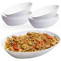 Elegant Disposable Plastic Serving Bowl 24 Pcs - 64 oz Heavyweight Fancy Large Oval White Salad Bowls â€“ Snack Bowl Party Set For Wedding Christmas Thanksgiving Birthday & All Occasions