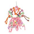 Bird Swing Toy Colorful Boredom Relief Chewing Parrot Rope Perch with Chain Hook for Parakeets Lovebirds