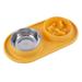 YiHWEI Dog Bowl Stand Metal Pet Supplies Slow Food Bowl With Anti Leak Outer Ring Design Anti Slip Fall Dog Food Bowl Double Feeding Drinking Bowl 2 In 1 Stainless Steel Dog Food Water Yellow