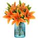 HAOSHICS Artificial Flowers 8 Pieces Artificial Lilies with 3 Buds Floral Art Plant Flowers Latex Full Flower Real Touch for Home Decoration Wedding Party Office Restaurants (Orange)