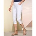 Draper's & Damon's Women's Soft Stretch Denim Embellished Capri - White - PS - Petite