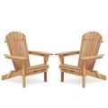 Yone jx je Wooden Outdoor Folding Adirondack Chair Set of 2 Wood Lounge Patio Chair for Garden Garden Lawn Backyard Deck Pool Side Fire Pit Half Assembled Light Brown