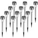 XSUPER 12 Pack Solar Lights Outdoor Stainless Steel Solar Garden Lights Solar Powered Waterproof Landscape Pathway Lights LED Outdoor Solar Lights Decorative for Patio Lawn Yard - Cold White