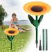 fuyuli 1PC Sunflower Standing Bird Feeder Outdoor Bird Bath Feeder Bowl for Outdoor Bowl Bird Feeder Flower Shape Bird Feeding Tray Garden Decor Stake Gifts for Bird Lovers(25.5Ã—9.4 in)