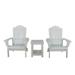 Urbina 3 Pc Outdoor Patio Adirondack Chairs Set - White