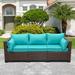 Rattaner Patio Furniture 3 Seater Sofa Outdoor Furniture Outdoor Couch Deep Seat Hight Backrest with Waterproof Cover Grey Anti-Slip Cushions