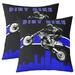 YST Kids Teens Sports Decorative Pillow Covers 16x16 Inch Set of 2 Cool Motocross Rider Pillow Covers Black Navy Blue Throw Pillow Covers Modern City Silhouette Dirt Bike Cushion Covers