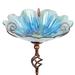 MUMTOP 31 Inch Height AIF4 Glass Birdbath Birdfeeder with Metal Stake Garden Yard Outdoor Blue