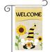 Gnome Welcome Garden Flag Vertical Double Sided Polyester Flag Summer Autumn Gnome Bee Flower Yard Sign Seasonal Garden Flag for Home Farmhouse Outdoor Decor