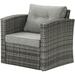 HOOMHIBIU Outdoor Wicker Armchairs All Weather Patio Single Sofa Patio Set PE Rattan Outdoor Sectional Patio Couch (Grey/Grey)