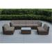 Ohana 7-Piece Outdoor Patio Furniture Sectional Conversation Set Mixed Brown Wicker with Beige Cushions - No Assembly with Free Patio Cover