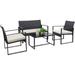 Tuoze 4 Pieces Patio Furniture Set Outdoor Patio Conversation Sets Modern Porch Furniture Lawn Chairs with Glass Coffee Table for Home Garden Backyard Balcony (Black)