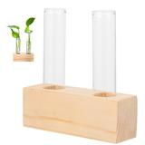 Household Propagation Tube Clear Test Vase Plant Terrarium with Container Office Glass Wood