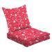 2-Piece Deep Seating Cushion Set Love seamless pattern White hearts swirls pink Outdoor Chair Solid Rectangle Patio Cushion Set