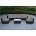 Ohana 7-Piece Outdoor Patio Furniture Sectional Conversation Set Mixed Brown Wicker with Beige Cushions - No Assembly with Free Patio Cover