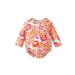 Emmababy Long Sleeve Round Neck Floral Romper Bathing Suit for Toddler Girls