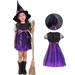 SYNPOS 3-13T Halloween Witch Cosplay Costume for Girls Kid Party Dress Up Outfit