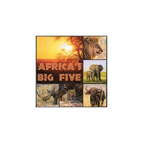 20 Servietten Papier 33x33cm 3-lagig hochwertige Einweg Papierservietten Afrikas Big Five Motiv Geburtstagsservietten Motivservietten Lunchservietten