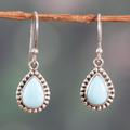 Sky Dewdrops,'Sterling Silver and Larimar Drop Shaped Dangle Earrings'