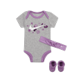 Nike Floral 3-Piece Bodysuit Box Set Baby Bodysuit Set - Grey - Cotton