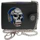(With Chain) Skull Headphones Rock Music Mens Wallet Chain Leather Coin Pocket Klassek RFID Blocking Credit Card Slots and Metal Gift Box