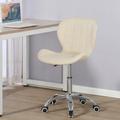 (Milky White) Charles Jacobs Adjustable Swivel Chair | Office Chair With Chrome Wheels