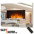 Wall Mounted Mirror Glass Electric Fire Fireplace Flicker Real Flame Slim Heater