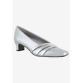 Wide Width Women's Entice Pump by Easy Street in Silver Satin (Size 8 W)