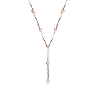 Collierkettchen ELLI "Y-Kette 925 Silber, mit Kristallen von Swarovski" Gr. 45, rosa (rosegold), Halsketten, Damen, 45,mit Steinen, Silber 925 (Sterlingsilber), L: 45cm Image
