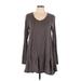 Mod-O-Doc Casual Dress - Mini Scoop Neck Long sleeves: Gray Print Dresses - Women's Size Large