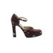 Dolce & Gabbana Heels: Pumps Platform Cocktail Party Burgundy Shoes - Women's Size 36.5 - Round Toe