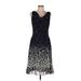 Liz Claiborne Casual Dress - A-Line: Black Paint Splatter Print Dresses - Women's Size 8