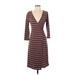 Alya Casual Dress - Wrap: Burgundy Stripes Dresses - Women's Size X-Small